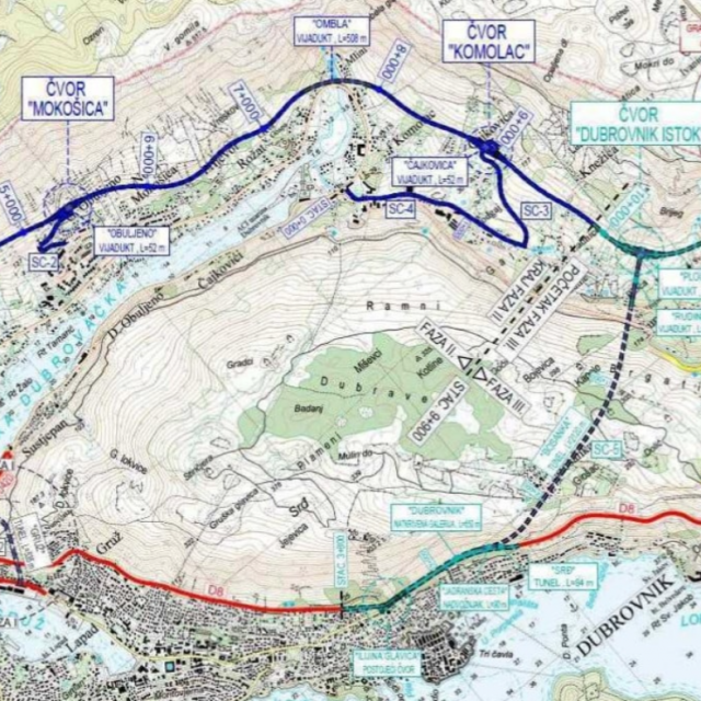 Trasa planirane brze ceste Dubrovnik - Zračna luka čilipi kroz Rijeku dubrovačku